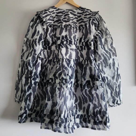 Maeve Long-Sleeve Collared Sheer Mini Dress Size Medium - Picture 5 of 8